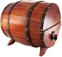 Ce tonneau est vendu sans le cubi, il est adaptable pour recevoir des fontaines � vin de 3 litres, 5 litres et 10 litres. Composez le vous m�me. 